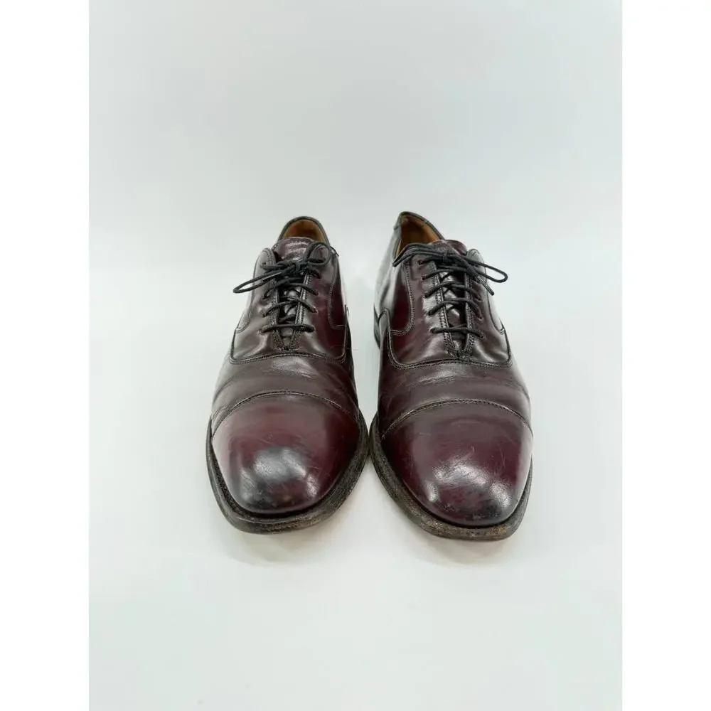 Men’s Burgundy Leather Cap Toe Oxford Dress Shoes Size 6 Made in Italy